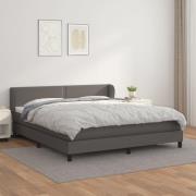 vidaXL Ramsäng med madrass grå 180x200 cm konstläder