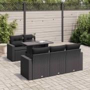 vidaXL Loungegrupp med dynor 6 delar svart konstrotting