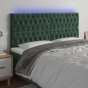 vidaXL Sänggavel LED mörkgrön 180x7x118/128 cm sammet