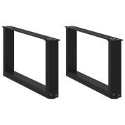vidaXL Soffbordsben U-formade 2 st svarta 70x(30-31) cm stål