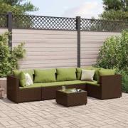 vidaXL Loungegrupp med dynor brun konstrotting
