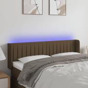 vidaXL Sänggavel LED mörkbrun 147x16x78/88 cm tyg
