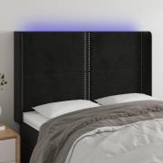 vidaXL Sänggavel LED svart 147x16x118/128 cm sammet