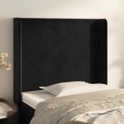 vidaXL Sänggavel med kanter svart 103x16x118/128 cm sammet