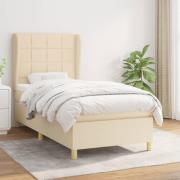 vidaXL Ramsäng med madrass gräddvit 90x190 cm tyg