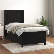 vidaXL Ramsäng med madrass svart 90x200 cm sammet