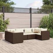 vidaXL Loungegrupp med dynor brun konstrotting