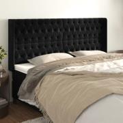 vidaXL Sänggavel med kanter svart 183x16x118/128 cm sammet