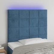 vidaXL Sänggavel LED mörkblå 90x5x118/128 cm sammet