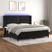 vidaXL Ramsäng med madrass & LED svart 200x200 cm sammet