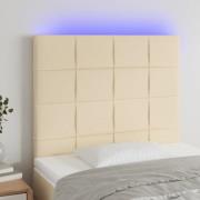 vidaXL Sänggavel LED gräddvit 80x5x118/128 cm tyg
