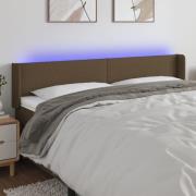 vidaXL Sänggavel LED mörkbrun 183x16x78/88 cm tyg