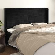 vidaXL Sänggavel med kanter svart 163x16x118/128 cm sammet