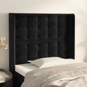 vidaXL Sänggavel med kanter svart 83x16x118/128 cm sammet