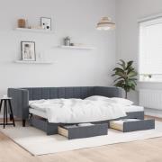 vidaXL Dagbädd utdragbar med lådor mörkgrå 90x200 cm sammet