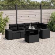 vidaXL Loungegrupp med dynor 6 delar svart konstrotting