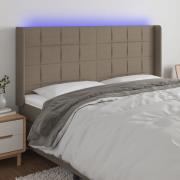 vidaXL Sänggavel LED taupe 203x16x118/128 cm tyg