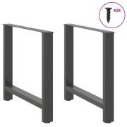 vidaXL Matbordsben antracit 2 st 70x(72-73) cm stål