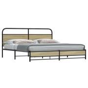 vidaXL Sängram utan madrass metall sonoma-ek 193x203 cm