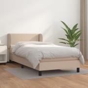vidaXL Ramsäng med bäddmadrass cappuccino 90x190 cm konstläder