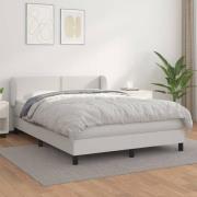vidaXL Ramsäng med madrass vit 140x200 cm konstläder