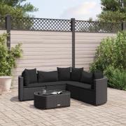vidaXL Loungegrupp med dynor 6 delar svart konstrotting
