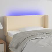 vidaXL Sänggavel LED gräddvit 83x16x78/88 cm tyg