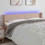 vidaXL Sänggavel LED cappuccino 163x16x78/88 cm konstläder