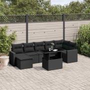 vidaXL Loungegrupp för trädgården med dynor 8 delar svart konstrotting