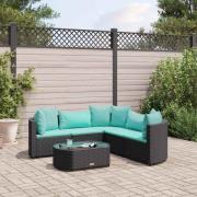 vidaXL Loungegrupp med dynor 6 delar svart konstrotting