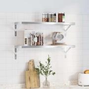vidaXL Vägghyllor 2 st 75x23,5 cm silver rostfritt stål