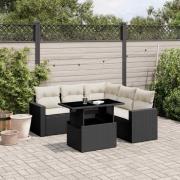 vidaXL Loungegrupp med dynor 6 delar svart konstrotting