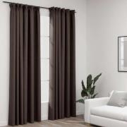 vidaXL Mörkläggningsgardin med krokar linnelook 2 st taupe 140x225 cm