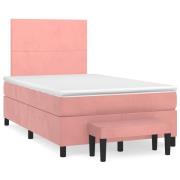 vidaXL Ramsäng med madrass rosa 120x190 cm sammet