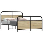 vidaXL Sängram utan madrass metall sonoma-ek 140x190 cm