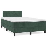 vidaXL Ramsäng med madrass & LED mörkgrön 120x190 cm sammet