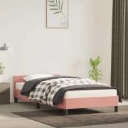 vidaXL Sängram med huvudgavel utan madrass rosa 100x200 cm sammet