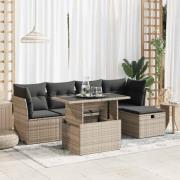 vidaXL Loungegrupp för trädgården med dynor 6 delar grå konstrotting