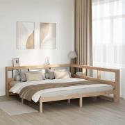 vidaXL Säng med bokhylla utan madrass 200x200cm massiv furu