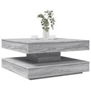 vidaXL Soffbord 360 grader vridbart grå sonoma 70x70x34,5 cm