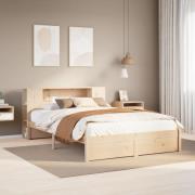 vidaXL Säng med bokhylla utan madrass 140x190cm massiv furu