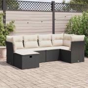 vidaXL Loungegrupp med dynor 6 delar svart konstrotting
