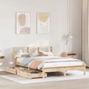 vidaXL Säng med bokhylla utan madrass 120x200 cm massiv furu