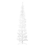 vidaXL Smal halv plastgran med stativ vit 240 cm