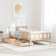 vidaXL Sängram utan madrass 75x190 cm massiv furu