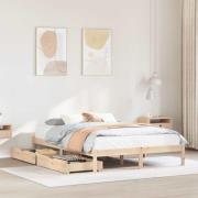 vidaXL Sängram utan madrass 135x190 cm massiv furu