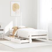 vidaXL Sängram utan madrass vit 75x190 cm massiv furu