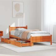 vidaXL Sängram utan madrass vaxbrun 100x200 cm massiv furu