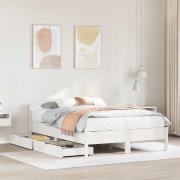 vidaXL Sängram utan madrass vit 135x190 cm massiv furu