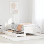vidaXL Sängram utan madrass vit 75x190 cm massiv furu